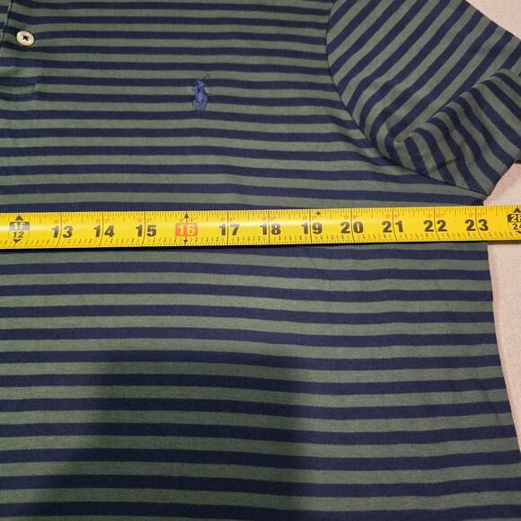 Polo Ralph Lauren Pima Soft Touch Blue And Green Striped Logo Polo Shirt Size XL - Picture 6 of 7